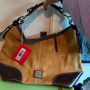 Dooney & Bourke Mustard and Dark Brown Small Nikki Bag